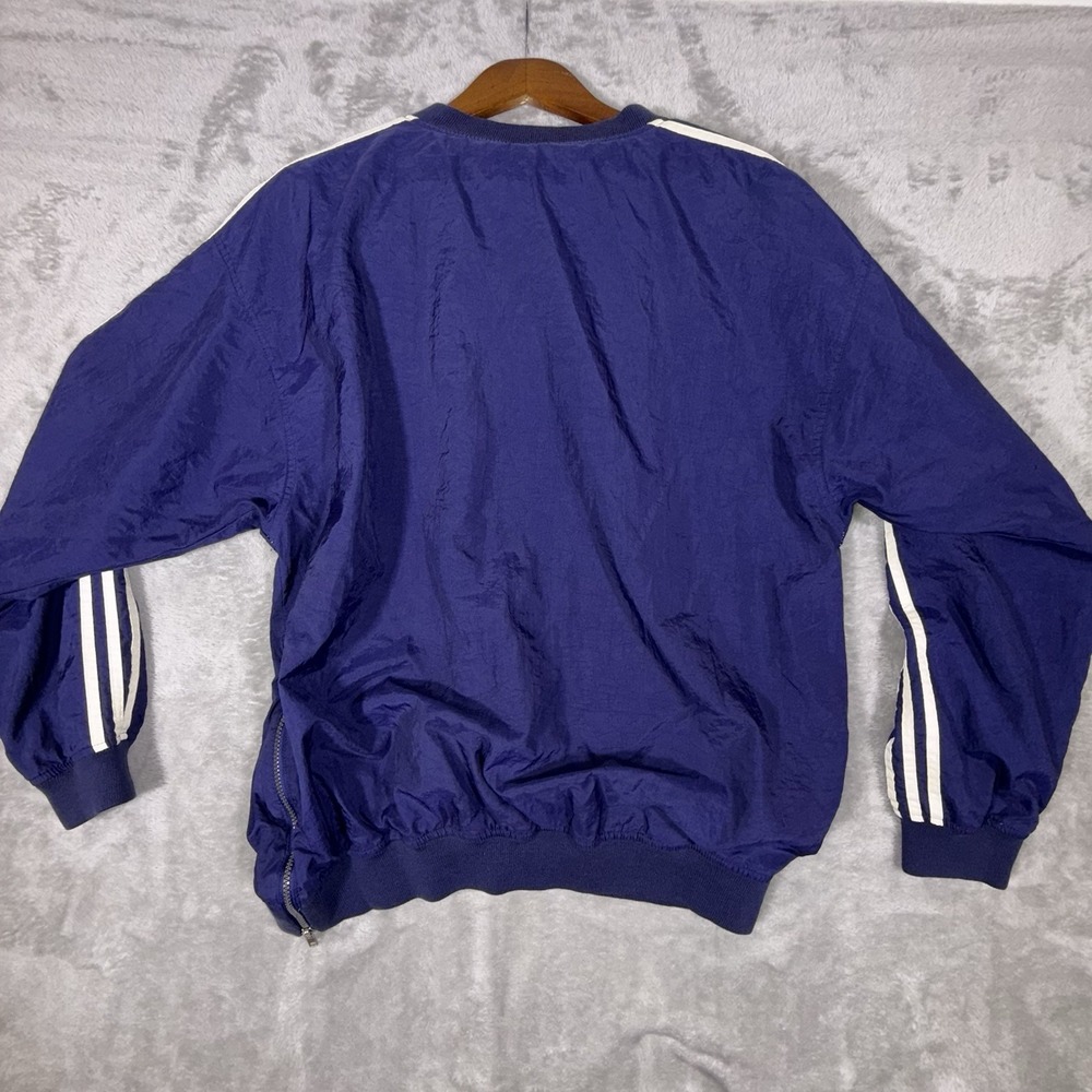 Adidas Windbreaker Jacket Navy Blue White Stripes Men's Size Large Vintage 90s - Picture 6 of 12